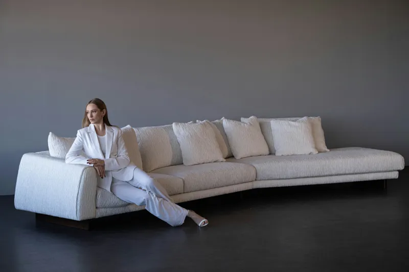Large Contemporary Modular Sectional Sofa - Cream/Beige