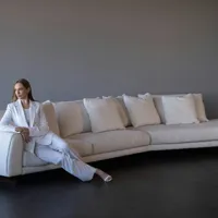 Large Contemporary Modular Sectional Sofa - Cream/Beige