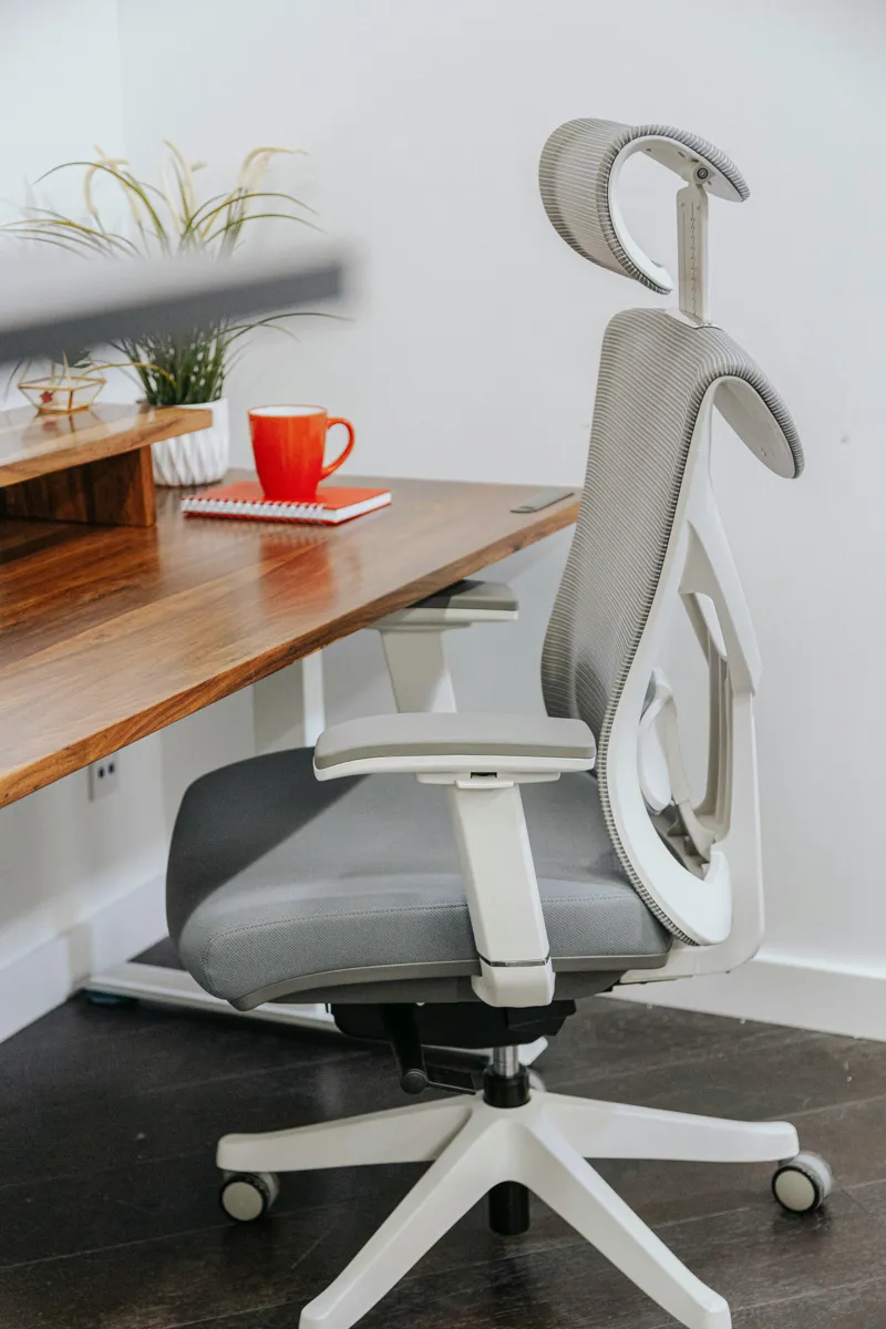 White Ergonomic Office Chair with Mesh Back and Armrests